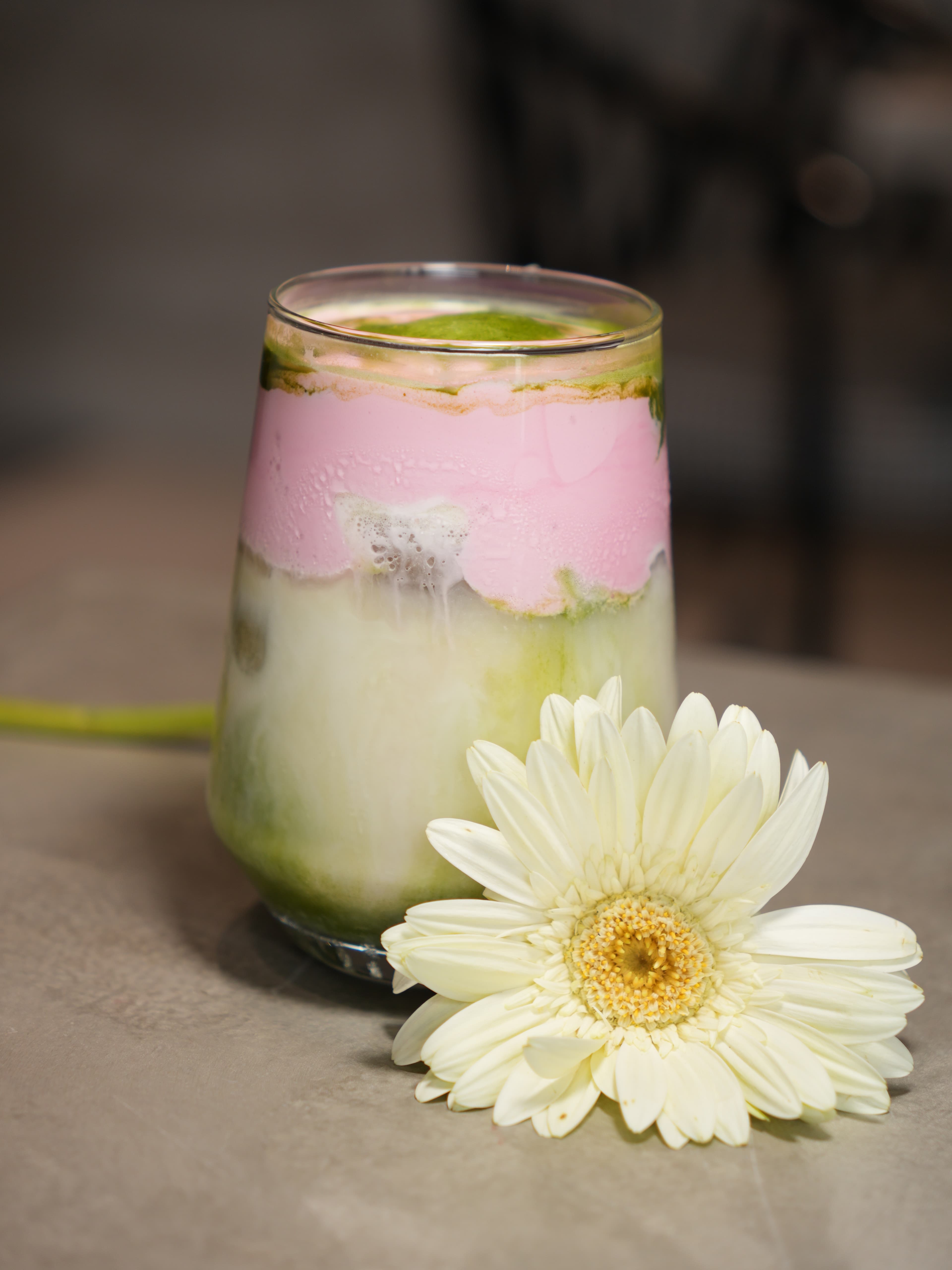 Strawberry Cream Matcha at Snuzzles Cafe, Jayanagar