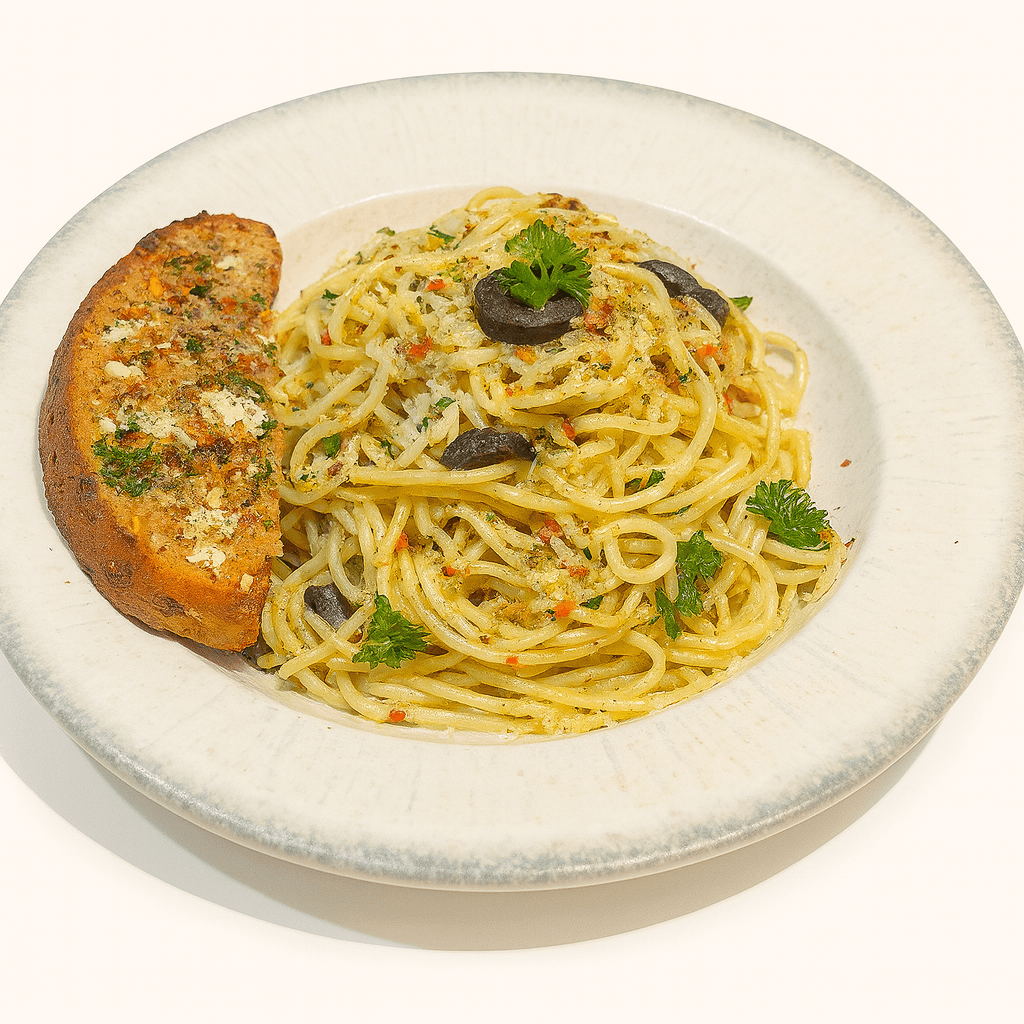 Spaghetti Aglio-e-Olio at Snuzzles Cafe, Jayanagar